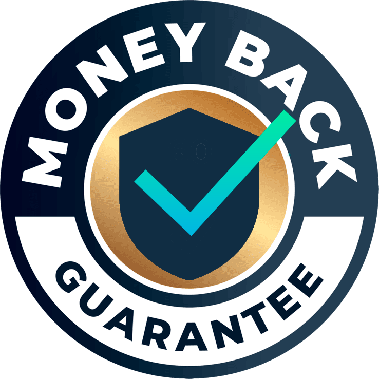 Gold and green 180-day satisfaction money-back guarantee stamp for ProstaVive.