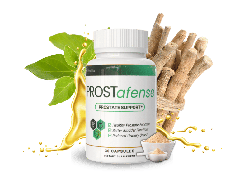 ProstAfense Prostate Support bottle with natural ingredients